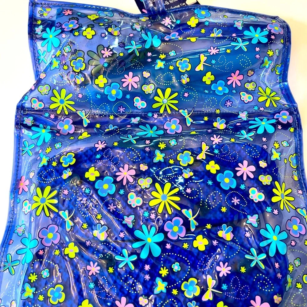 Tweens Roll Up Fun Blue Floral Toiletry Bag with Flip Flops! Brand New with Tags